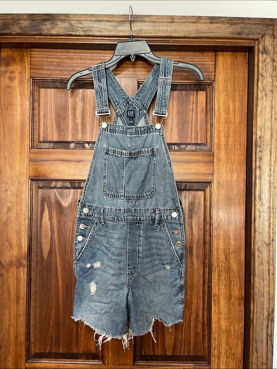 GAP Pants - GAP womens Distressed Denim Short Overalls - Blue size XS